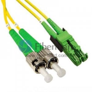 Câble de raccordement à fibre optique duplex monomode 9/125 ST/APC vers LSH/APC