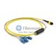 2M 8 Fibers Single-Mode 0.35dB MTP to LC(0.9mm) Harness Cable,Polarity Type A, LSZH Bunch Yellow