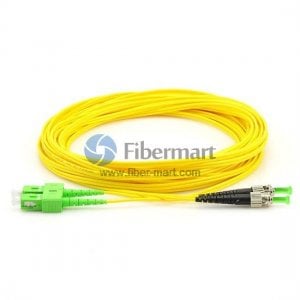 Cabo de conexão de fibra duplex monomodo SC/APC para ST/APC 9/125