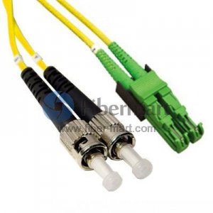 ST/UPC to E2000/APC Singlemode 9/125 Duplex Fiber Patch Cable