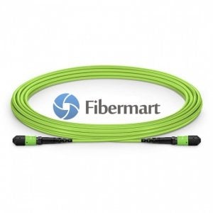 MTP-24 to MTP-24 OM5 Multimode Fiber Trunk Cable MTP 24 Fibers Type B, LSZH(Riser), Lime Green