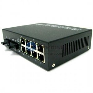 Ein Paar BIDI WDM Single Fiber 10/100/1000M 1310/1550 20km zwei Fiber Ports+8RJ45 Ethernet Medienkonverter