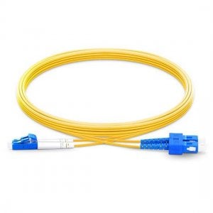 1M LC UPC to SC UPC Duplex 2.0mm OFNP 9/125 Single Mode Fiber Patch Cable