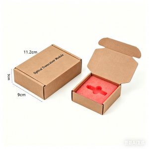 Картонная упаковка SFP с защитным пеноматериалом для одного трансивера SFP/SFP+