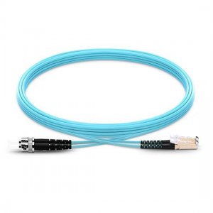 ST to LSH Duplex PVC/LSZH/OFNP OM3 Multimode Fiber Optic Patch Cable