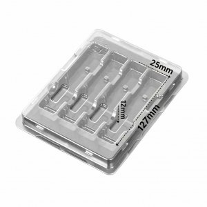 Clamshell-Box aus Kunststoff für 4count QSFP+ QSFP28 XFP-Transceiver Clamshell-Box aus Kunststoff für 4count QSFP+ QSFP28 XFP-Transceiver
