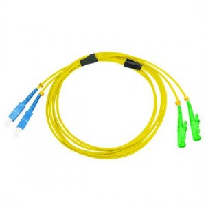 SC UPC to E2000 APC Duplex PVC/LSZH/OFNP 9/125 Single Mode Fiber Patch Cable SC UPC to E2000 APC Duplex PVC/LSZH/OFNP 9/125 Single Mode Fiber Patch Cable