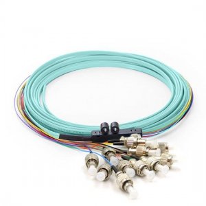 12 Fibers LC/SC/FC/ST/E2000 OM4 Multimode Ribbon Fiber Optic Pigtail 12 Fibers LC/SC/FC/ST/E2000 OM4 Multimode Ribbon Fiber Optic Pigtail
