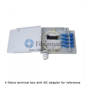 4 Fibers LC Wandmontage-Glasfaser-Anschlussbox als Verteilerbox mit Pigtails und Adaptern 4 Fibers LC Wandmontage-Glasfaser-Anschlussbox als Verteilerbox mit Pigtails und Adaptern