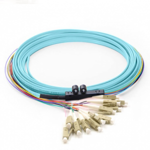 1m 12 Fibers LC/UPC OM4 MultiMode Ribbon FanOut Fiber Optic Pigtail 0.9mm PVC Jacket 1m 12 Fibers LC/UPC OM4 MultiMode Ribbon FanOut Fiber Optic Pigtail 0.9mm PVC Jacket