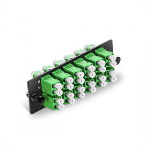 Fiber Adapter Panel with 12 LC APC Duplex OS2 Singlemode Adapters (Green), Zirconia Ceramic Fiber Adapter Panel with 12 LC APC Duplex OS2 Singlemode Adapters (Green), Zirconia Ceramic