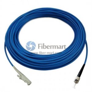 ST/UPC to E2000/UPC Simplex Singlemode 9/125 Armored Patch Cable ST/UPC to E2000/UPC Simplex Singlemode 9/125 Armored Patch Cable