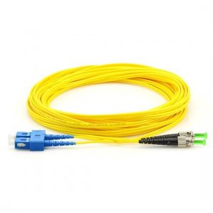 SC UPC to ST APC Duplex PVC/LSZH/OFNP 9/125 Single Mode Fiber Patch Cable SC UPC to ST APC Duplex PVC/LSZH/OFNP 9/125 Single Mode Fiber Patch Cable