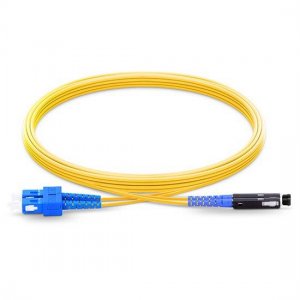 SC UPC to MU Duplex PVC/LSZH/OFNP 9/125 Single Mode Fiber Patch Cable SC UPC to MU Duplex PVC/LSZH/OFNP 9/125 Single Mode Fiber Patch Cable