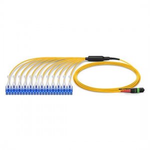 1M MTP macho a 12 LC UPC Dúplex 24 Fibras OS2 9/125 Cable de arnés HD en modo individual, Polarity A, LSZH Bunch 1M MTP macho a 12 LC UPC Dúplex 24 Fibras OS2 9/125 Cable de arnés HD en modo individual, Polarity A, LSZH Bunch