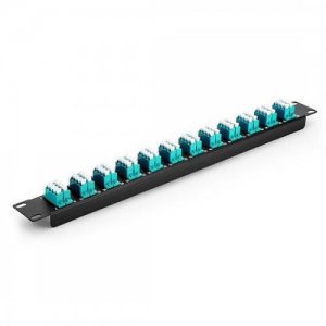 Adaptadores LC Quad OM3/OM4 de 24 puertos, 96 fibras, panel de conexión de fibra de montaje en rack de 1U y 19' Adaptadores LC Quad OM3/OM4 de 24 puertos, 96 fibras, panel de conexión de fibra de montaje en rack de 1U y 19'