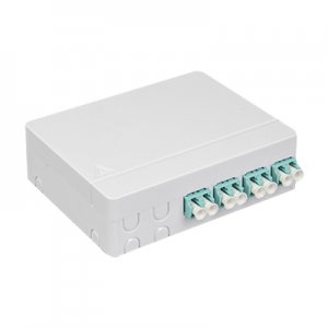 Caja de terminación de fibra con salida de pared SC de 4 fibras o LC de 8 fibras con coletas y adaptadores Caja de terminación de fibra con salida de pared SC de 4 fibras o LC de 8 fibras con coletas y adaptadores