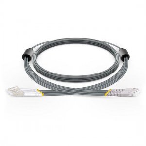 Custom LC to SC 4 Fibers OM3 Multimode Armored Breakout Cable 3.0mm Legs Custom LC to SC 4 Fibers OM3 Multimode Armored Breakout Cable 3.0mm Legs