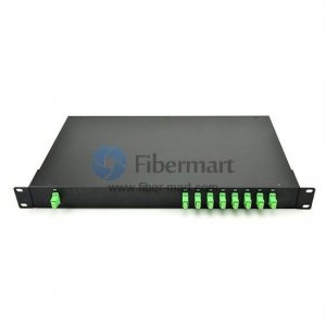 Divisor de PLC de fibra 1x8 con caja metálica de montaje en rack 1U 19 Divisor de PLC de fibra 1x8 con caja metálica de montaje en rack 1U 19