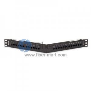 Panneau de brassage coudé 24 ports CAT6 1U Panneau de brassage coudé 24 ports CAT6 1U