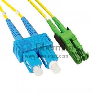 SC/UPC to E2000/APC Plenum(OFNP) Duplex 9/125 Single-mode Fiber Patch Cable