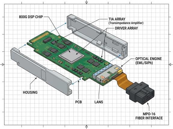 Optischer 800G-Transceiver