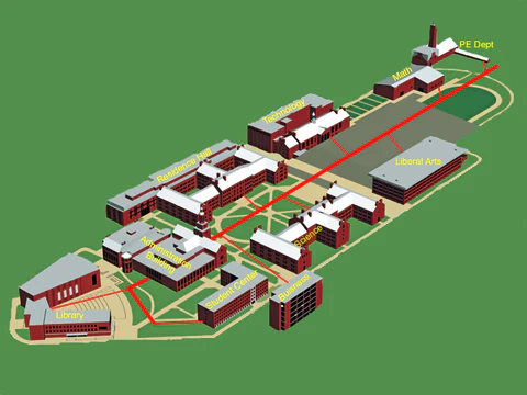 Exemple de r&eacute;seau fibre optique sur un campus universitaire