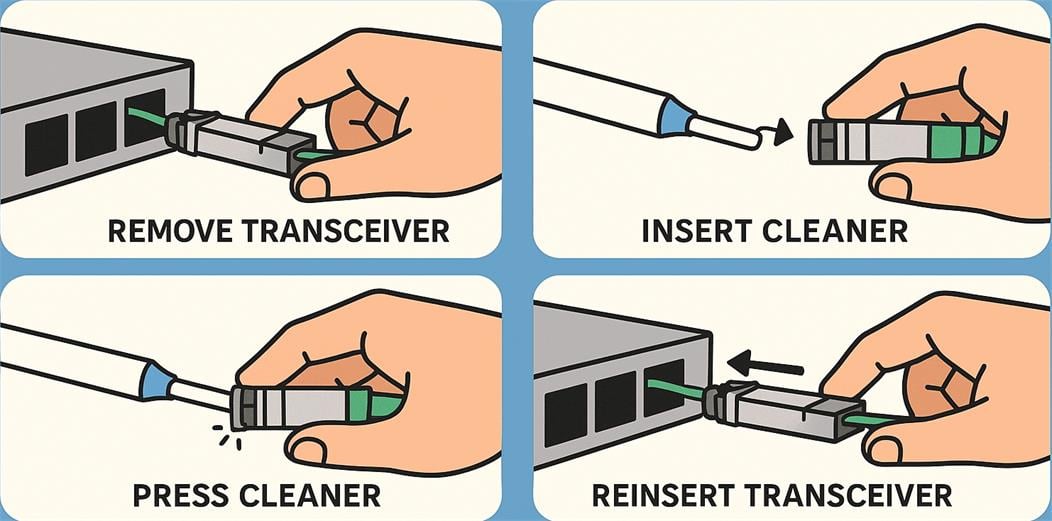 Limpeza de transceptores &oacute;pticos