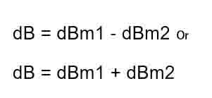 dB obtained from the addition or subtraction of two dBm values