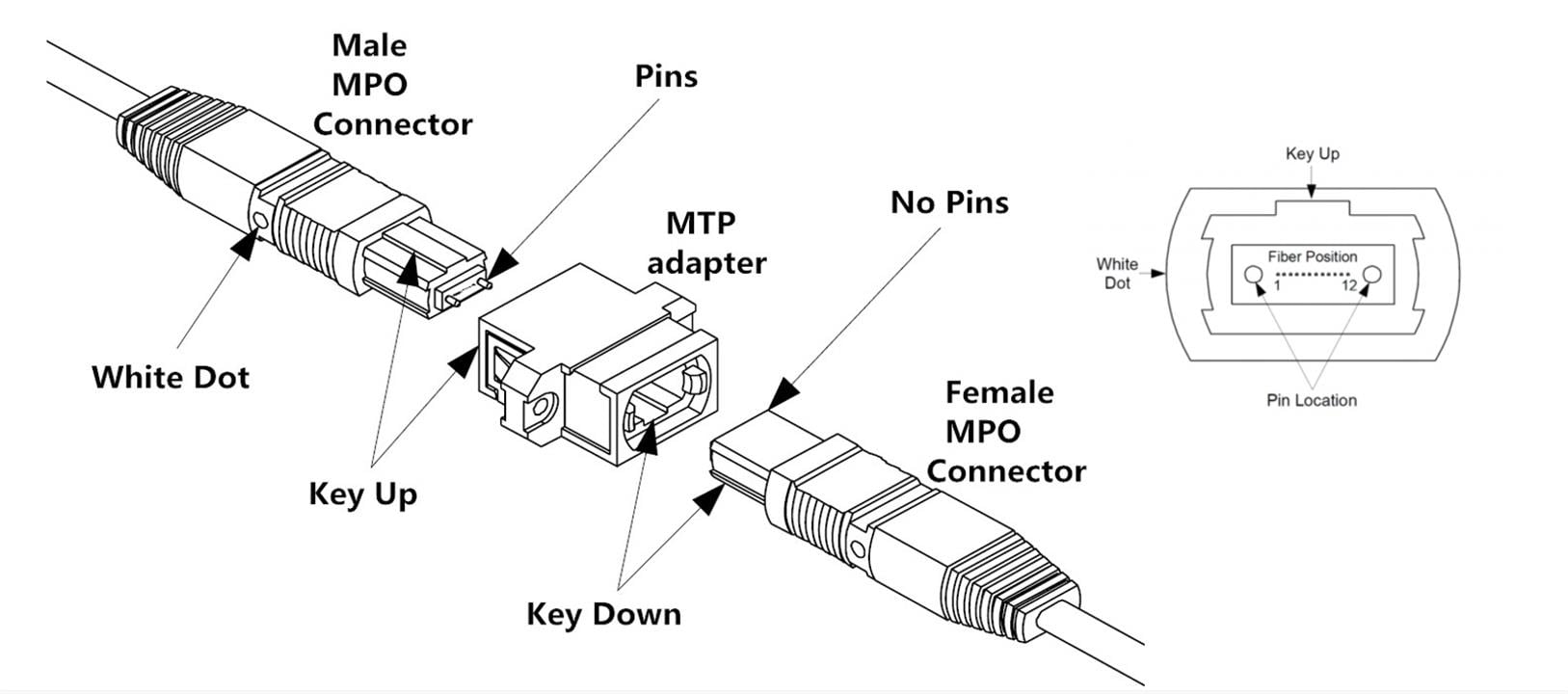MPO Connector Structure Illustration MPO Connector Structure Illustration