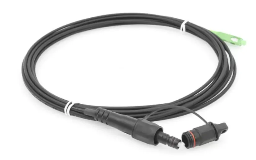 屋外ファイバーパッチケーブル、FH SC APC コネクタ FDP460 G657A2、1 コア Fig-8 または丸型 5.0mm、黒 LSZH/HDPE ケーブル