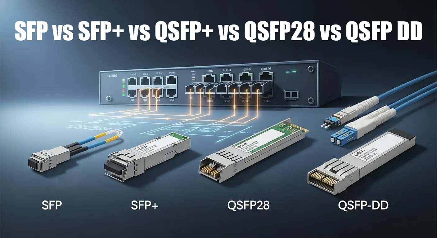 SFP против SFP+ против QSFP+ против QSFP28 против QSFP-DD: в чем разница и как выбрать?