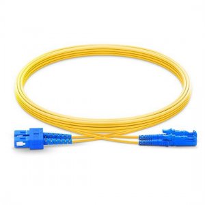 SC UPC to E2000 UPC Duplex PVC/LSZH/OFNP 9/125 Single Mode Fiber Patch Cable SC UPC to E2000 UPC Duplex PVC/LSZH/OFNP 9/125 Single Mode Fiber Patch Cable