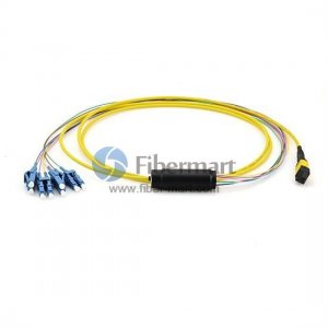 3M 8 섬유 단일 모드 0.35dB MTP - LC(0.9mm) 하네스 케이블, 극성 유형 A, LSZH 묶음 노란색 3M 8 섬유 단일 모드 0.35dB MTP - LC(0.9mm) 하네스 케이블, 극성 유형 A, LSZH 묶음 노란색