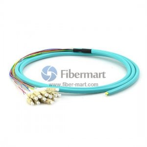 12-Fiber OM4 Multimode Ribbon Fan-out LC/SC/ST/FC Pigtail 12-Fiber OM4 Multimode Ribbon Fan-out LC/SC/ST/FC Pigtail