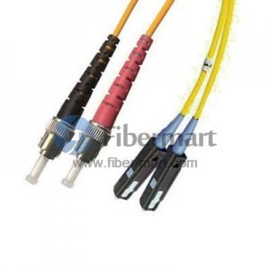 ST/APC to MU/UPC Plenum(OFNP) Duplex 9/125 Single-mode Fiber Patch Cable ST/APC to MU/UPC Plenum(OFNP) Duplex 9/125 Single-mode Fiber Patch Cable