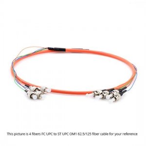 4 Fibers SC to ST OM1/OM2 Multimode MultiFiber PreTerminated Breakout Trunk Cable 4 Fibers SC to ST OM1/OM2 Multimode MultiFiber PreTerminated Breakout Trunk Cable