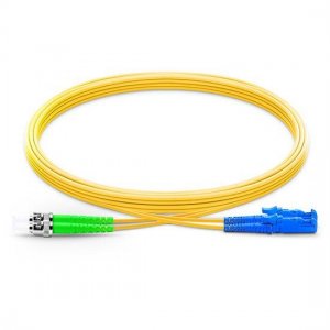 ST APC to E2000 UPC Duplex PVC/LSZH/OFNP 9/125 Single Mode Fiber Patch Cable ST APC to E2000 UPC Duplex PVC/LSZH/OFNP 9/125 Single Mode Fiber Patch Cable
