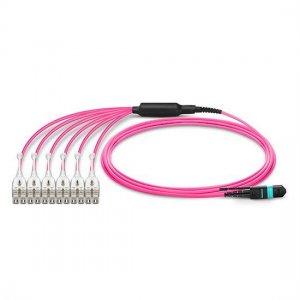 Cabo de chicote HD multimodo 2M MTP fêmea para 6 LC UPC Duplex 12 fibras OM4, polaridade A, LSZH Bunch Cabo de chicote HD multimodo 2M MTP fêmea para 6 LC UPC Duplex 12 fibras OM4, polaridade A, LSZH Bunch