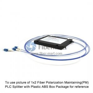 1x8 Fibra Polarização Manutenção (PM) PLC Splitter lenta Axis w ABS Box / pm splitter